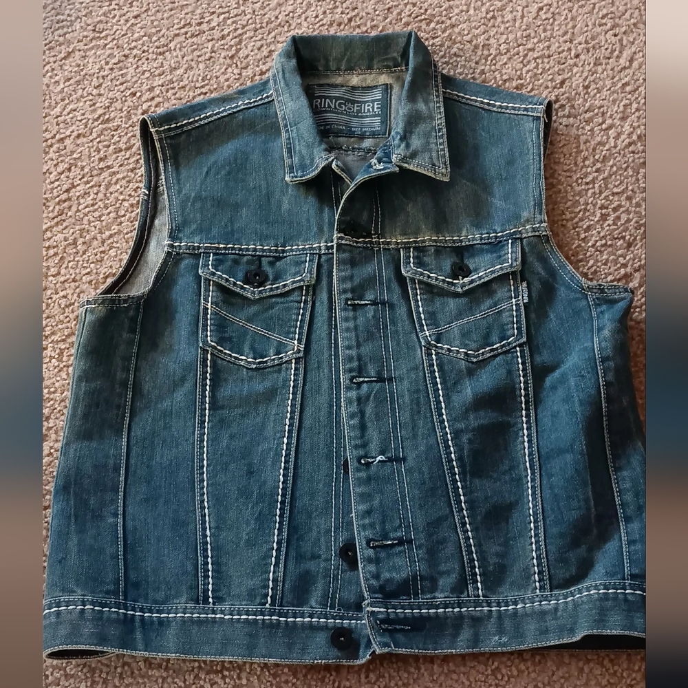 Men Ring of Fire Denim vest
